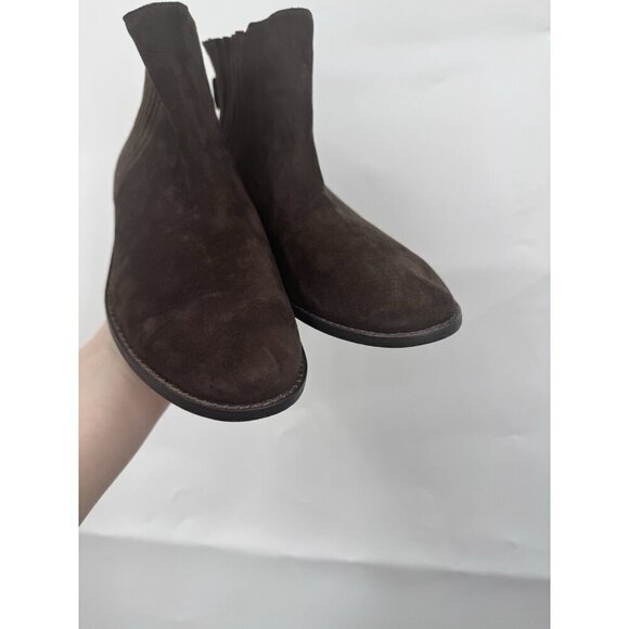 Eileen Fisher Rich Suede Bootie Women 9 Brown Bohemian Zip Modern Contemporary - Picture 10 of 11